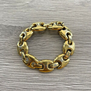 GIVENCHY Vintage Puffed Anchor Mariner Chain Link Gold Plated Bracelet 7” Luxe